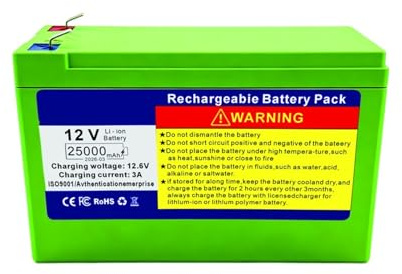Batteria Ricaricabile Agli Ioni Di Litio 12V 25Ah Sonar Solare For Pesci Alimentatore For Auto Giocattolo For Bambini Batteria Di Alimentazione Esterna(12V25Ah)
