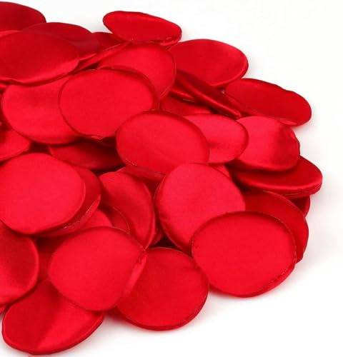 Rosenblätter für Hochzeiten, Künstliche Satin-Rosenblätter, mehrfarbig, 3,8–5,1 cm, 200 Stück(Red-a)