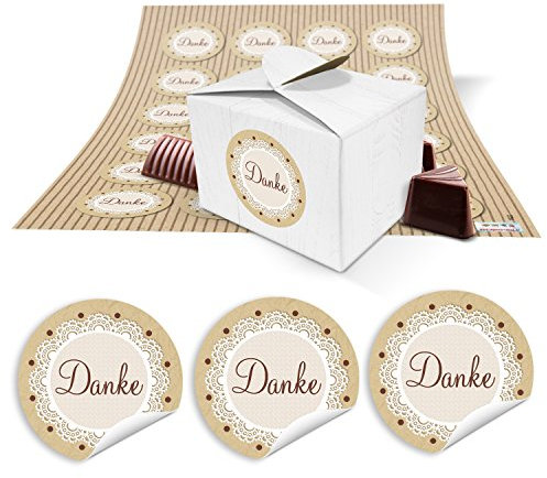 Logbuch-Verlag 24 kleine Geschenkschachteln weiß Hochzeit Gastgeschenk give-away Schachteln mit DANKE Aufkleber 8 x 6,5 x 5,5 cm