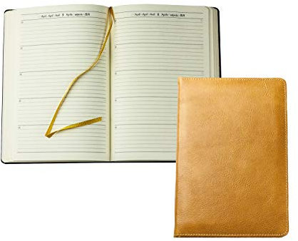 DELMON VARONE - 5 Jahres Kalender immerwährend gebunden Anilin Leder braun - Organizer Terminplaner (1 Tag 1 Seite) - Buchkalender Tagebuch mit Tagesübersicht - Notizbuch Kalenderbuch für 5 Jahre