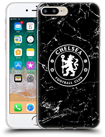 Head Case Designs Officially Licensed Chelsea Football Club Black Marble Crest Gel Case [Military Grade Protection] Compatible with Apple iPhone 7 Plus/iPhone 8 Plus and Compatible with MagSafe