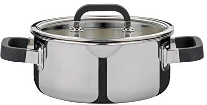 Spring 0315500624 Fusion 2+ - Cacerola baja con tapa (acero inoxidable)