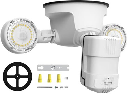 SANSI 15W LED Security Lights Outdoor Motion Sensor, 2000LM 5000K IP65 Waterproof Adjustable Dual Head LED Floodlight with PIR Sensor, 180° Detection Angle, 50Ft Detection Range (Mains Powered)