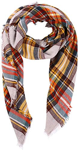 Boolavard Plaid Cashmere Feel Klassischer Weicher Luxuriöser Winterschal für Männer und Frauen (Gelb)