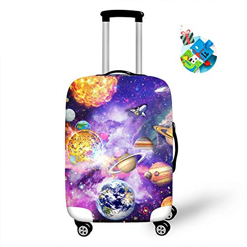 Elastisch Reise Kofferschutz-Bezug,Anti-Kratzer Staubdicht Wasserfeste Print Trolley Case Schutzhülle,Waschbar Können Wiederverwendbar Luggage Cover Odot Schutzhülle (Raumschiff,L)