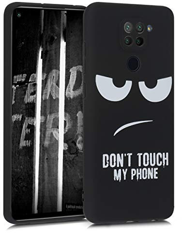 kwmobile Carcasa Compatible con Xiaomi Redmi Note 9 - Funda móvil TPU - Don't Touch my Phone Blanco/Negro