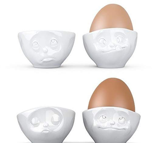 Colour-up Eierbecher Porzellan 4er Set KÜSSEND, VERTRÄUMT, Och Bitte, LECKER Fiftyeight Products
