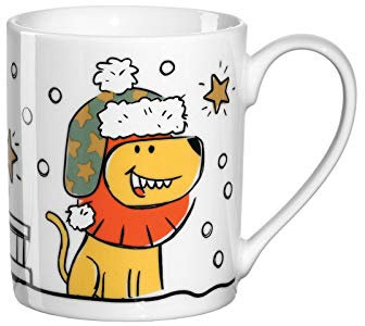 Leonardo Bambini Porzellan-Tasse Weihnachten 1 Stück, Kinder-Tasse mit Winter Löwen-Motiv, spülmaschinengeeigneter Tee-Henkelbecher 215 ml 024959