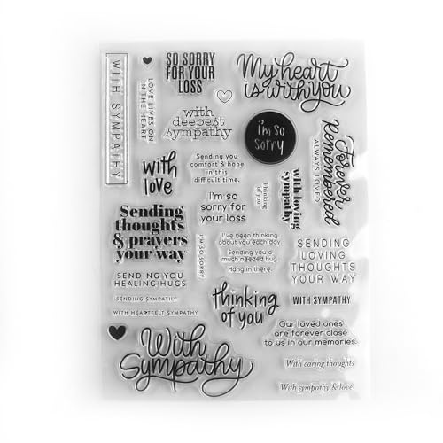 Gretting Words Stempel für Kartenherstellung mit Trauer,Thinking of You,My Heart is With You,Sending Thoughts & Prayers You Way,transparenter Gummistempel für DIY, Scrapbooking,Papier,Basteln,Stempeln