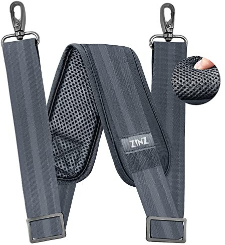 ZINZ 79 inch Shoulder Strap, Extra-thick Fixed Cushion Pad and Dual Clasps Universal Replacement Strap with Metal Swivel Hooks for Laptop Bags, Luggage Bags, Camera, Crossbody (200cm,Dark Gray)