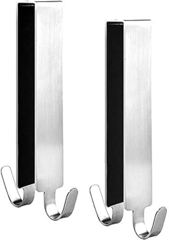 Yuzita Two Extended Shower Door Hooks,Frameless Glass Shower Door Hook. Double Towel Hook (Silver)