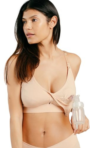 Simple Wishes Supermom Pumping and Nursing Bra in One - Adjustable Pumping Bra Hands Free - Maternity Breast Pump Bra, Sunkissed Rose, S