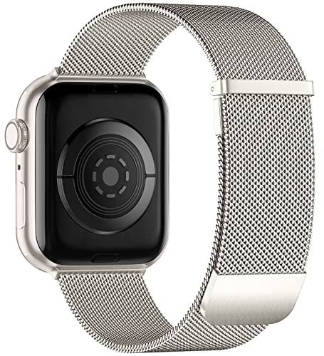 JUVEL Correa Compatible con Apple Watch 44mm 45mm 42mm, Cierre Magnético Correas de Acero de Reemplazo para Apple Watch SE/Ultra/iWatch Pulsera Series 8 7 6 5 4 3 2 1, Starlight