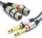 VITALCO Cavo Dual XLR Femmina a 2x Jack 6.3mm Mono Cavo per Microfono 1.5m Doppio Jack 6.3 TS Maschio a 3 Pin Connettore Adattatore Audio