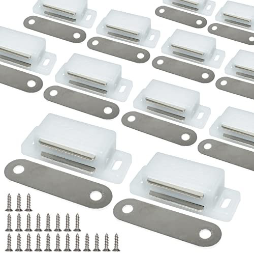 12 Stück 6,8 kg Schrankmagnete, magnetischer Türschnäpper für Küche, Schrank, Tür, Badezimmer, Schrank, Kleiderschrank, Schubladenriegel und Fensterläden mit Befestigungsschrauben (weiß)