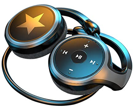 Kabellose Bluetooth 5.0 Kopfhörer, Ohrbügel Sport Kopfhörer mit Geräuschunterdrückung Mikrofon, Unterstützt TF-Karte & FM-Radio, Faltbare Stereo MP3 Headset Drahtlose Kopfhörer für Büro Laufen Black