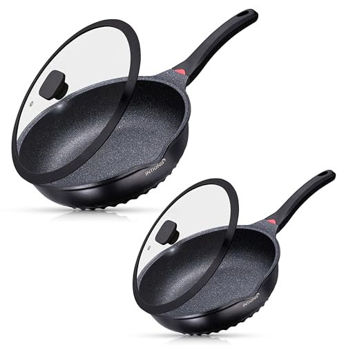 INTIGNIS® 10-Piece Non-Stick Cookware Set – Deep Frying Pans (28cm + 30cm), GREBLON® Ceramic Coating, Induction Compatible, Anti-Scratch Aluminium, Heat-Sensor Handle