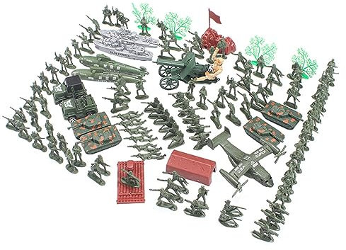 120 Teiliges Mini Soldaten Figuren Spielzeug Set Militärischen Figuren Spielzeugsoldaten aus Plastik Panzer Flugzeuge Flaggen Schlachtfeld Soldatenfiguren Spielzeug Militärspielset für Kinder Jungen