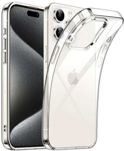 JETech Case for iPhone 15 Pro Max 6.7-Inch, Soft TPU Transparent Slim Protective Phone Cover with Shock-Absorption, Support Wireless Charging (Clear)