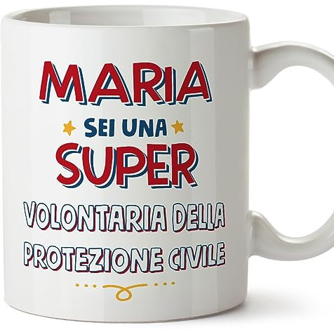 MUGFFINS Tazas Personalizadas para VOLUNTARIA DE PROTECCIÓN CIVIL mujer - En Italiano - Sei Super - 11 oz / 330 ml - Regalo Personalizable original y divertido