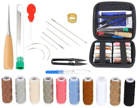 PATIKIL Buchbinderei Kit 23 Pieces Buchbinderei Lieferungen Hand Bucheinband Gerät mit Nähgewinde Ahle Großaugen Nadeln Fadenschneider Threader