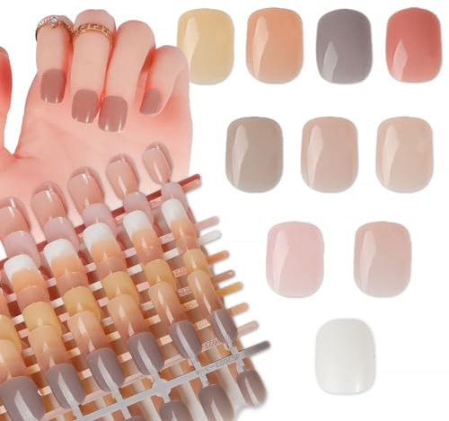 240PCS Faux Ongles Courts Ronds Carrés Couleur Pure Coloré Nail Art Couverture Complète à Ongles Décoration Manucure Accessoires Bricolage Ongles Cadeau Femme Fille