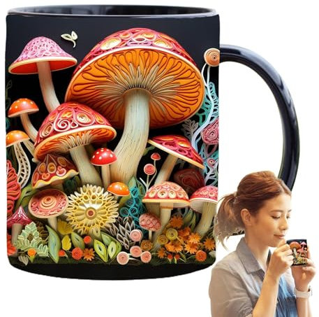 Pilz Tasse 325ml, Magic Mushroom Mug Keramik Tasse Kaffeetassen Getränkebecher Teetasse Eleganter Wasserbecher Neuheiten Geschenke Weihnachtsge Burtstags