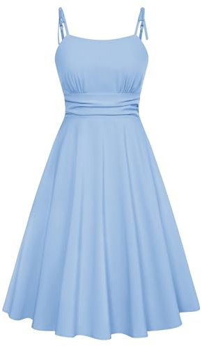Belle Poque Lovely Retro Style Dress for Women Blue Dress Summer Flared A-Line Long Dress for Going Out Light Blue BP0928-01 XL