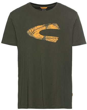 camel active Herren T-Shirt mit Print aus nachhaltigem Organic Cotton Dunkelgrün-Orange, Menswear-XXL