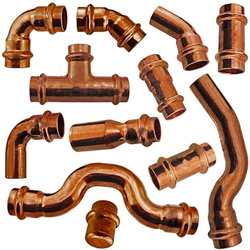 MegaHaustechnik Press Fitting 2415 Muffe Kupplung Verbinder für Kupfer Rohr Außendurchmesser 18 mm i-i 2 Muffen Anschlüsse zum Verpressen V Kontur Trinkwasser geeignet Heizung Sanitär Wasser