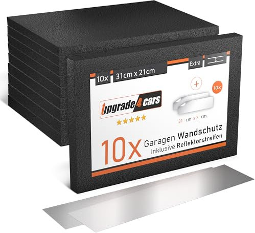 Upgrade4cars Garagen Wandschutz Selbstklebend | 10 Schaumstoffstreifen mit Reflektor | Autotür Kantenschutz Garage
