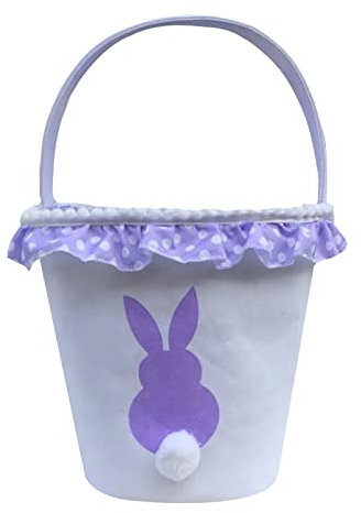 TianWlio Osterhase Tote Süßigkeiten Taschen Taschen Hase Candy Holiday Canvas Carry Bunny Basket Cute Animal Printed Rabbit Gift Bag Home Decor Beutel mit Osterhase zum Verschenken (Purple, One Size)