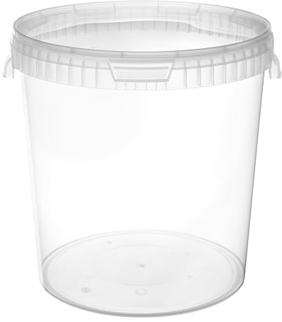Garronda Eimer mit Deckel 30 Liter 10 Stück Aufbewahrungsbehälter GD-0072 | Transparent, für die Lagerung von Lebensmitteln und chemischen Produkten, kompakter Plastikbehälter für Haushalt und Gewerbe