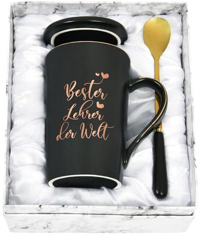 Joymaking Beste Lehrer Geschenke Kaffeetasse für Beste Lehrer der Welt, Abschiedsgeschenk Weihnacht für Lehrer, 400ml schwarz Kaffee Tasse