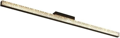 Hertl Plafonnier LED moderne linéaire en métal noir, 32 W, en acrylique, faux cristal, bande lumineuse longue télécommande, plafonnier à intensité variable for cuisine, salon, salle de bain, couloir