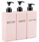 Segbeauty Refillable Shampoo and Conditioner Bottles, 3pcs 16.9oz Square Plastic Bathroom Soap Dispenser Set, 500ml Empty Shower Bottles Lotion Dispenser Press Pump Bottle for Modern Home Decor Pink
