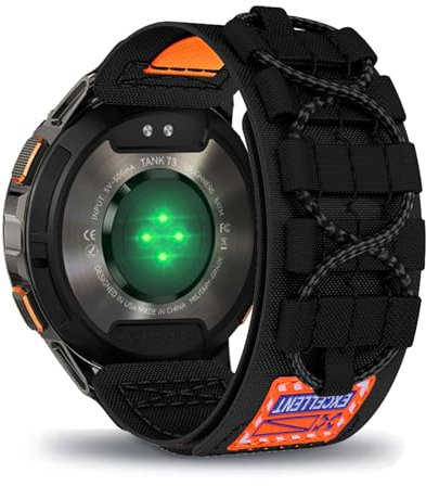 AireWiki 22mm Geflochtenes Armband Kompatibel mit KOSPET TANK T3 ULTRA / T2 / T3 Armband Nylon Für Herren Damen Sport Stoff Ersatzband mit Uhrenarmband Für KOSPET TANK T3 ULTRA / T2 / T3 (schwarz)