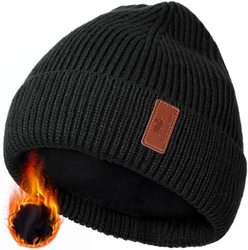 BISON DENIM Wintermütze Herren Damen Mütze Warme Fleece Laufmütze Beanie Unisex Herrenmütze Winter