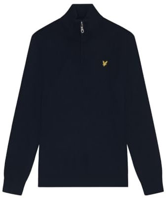 Lyle & Scott Mid Knits Cotton Merino Quarter Zip Jumper Z271 Dark Navy, XXL