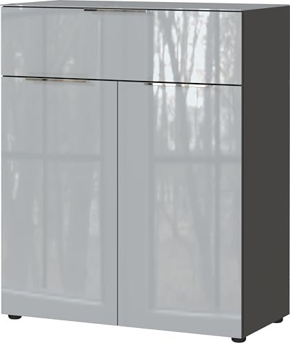 Germania Kommode 3696-587 GW-Oakland, in Graphit/Silbergrau, mit Glasauflage, 83 x 102 x 42 cm (BxHxT)
