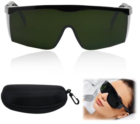 IPL Schutzbrille 190nm - 2000nm, Laserschutzbrille für HPL/IPL, Augenschutz und Laser Haarentfernung für Kosmetologie Bediener, UV Schutzbrille Einstellbar für Rotlichttherapie, Bräunung