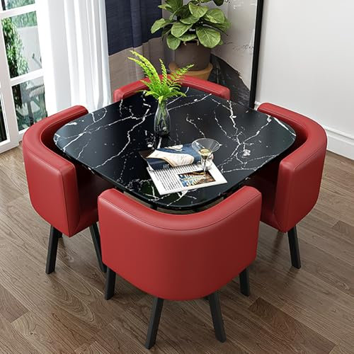 Quadratisches Esstisch-Set mit Stühlen für 4 Moderne Möbel für Büro Empfangsraum Club und Konferenzraum Couchtisch-Set mit Verhandlungstisch und Stühlen Kleiner Besprechungstisch für Klein