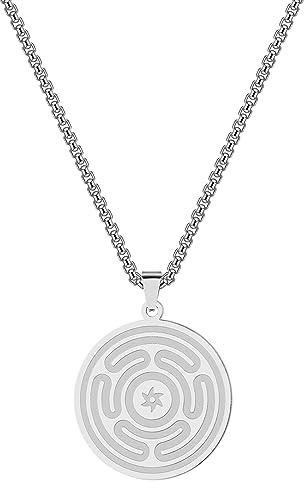 IOETSEUT Herren Halsketten Gothic Zinn Rad von Hekate Göttin Symbol Anhänger Halskette Hekates magische Strophalos Halskette Nekromantie Rad Symbol Kette das Geschenk