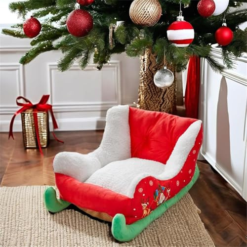 biubiusot Katzenschlittenbett, Schlitten, Katzenbett, Weihnachtsschlitten, Haustierbett, Weihnachts-Hundebett, Schlittenbett, Schlitten, Hundebett, Weihnachtsbett, Weihnachtsbett (Schlittenbett)