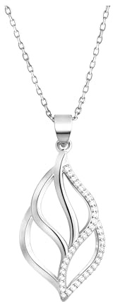 Sofia Milani - Damen Halskette 925 Silber - mit Zirkonia Steinen - Blatt Anhänger