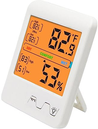 Happyyami Thermometer Minitemperatur Humidor-Hygrometer Sensor Luft Monitor Mini-Temperaturmesser Multifunktions-Hygrometer Plastik Weiß