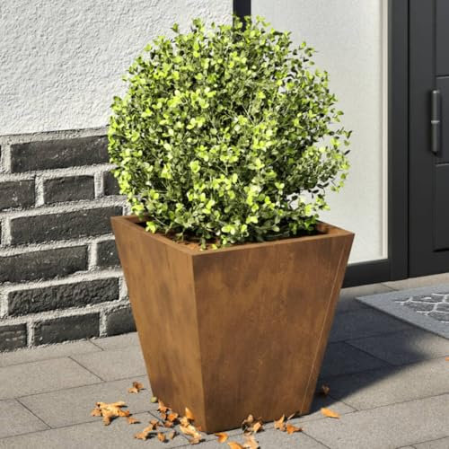 Lauuoeriau Lot de 2 pots de fleurs en acier Corten 30 x 30 x 30 cm