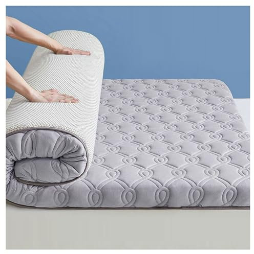 HMGAQNP Latex-Futon-Matratzenauflage Dicke japanische Futon-Bodenmatratze 6 cm (2,36 Zoll) Latexmatratze weiche Tatami-Matte Schlafsaal Studentenbettmatratze aus Schwamm(Gray-B,150 * 190cm)