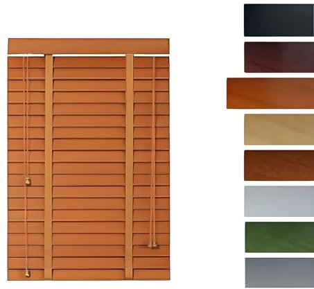 Veneziana in Legno, Tende Veneziane Oscuranti, persiane Orizzontale con Stecche da 50 Mm Privacy persiane in Legno per Finestre/Porte/Balconi 70x100cm(Light Brow)