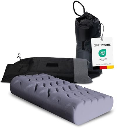 GROMOBIL® Reise-Nackenstützkissen TRAVEL – Orthopädisches Kissen aus Formpur® Hybridschaum – Ergonomisch & atmungsaktiv für Hotel, Pension, Ferienwohnung & Camping